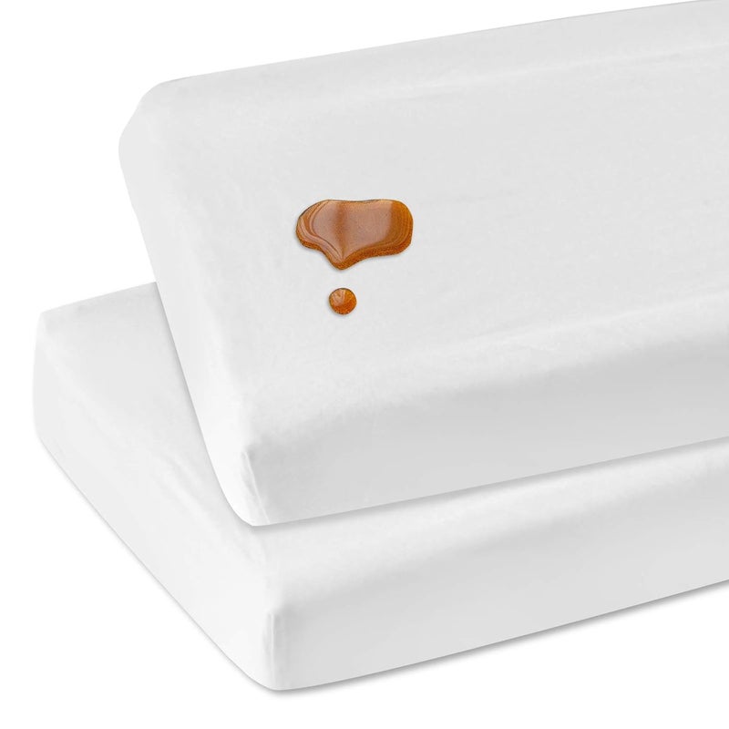 Coldwind Changing Pad Cover Waterproof, Changing Table Cover Organic Cotton 2 Pack Diaper Changing Pad Cover, Jersey Knit Super Soft & Stretchy Baby Cradle Sheets Covers, 32" x 16" x 4", White - Image 1